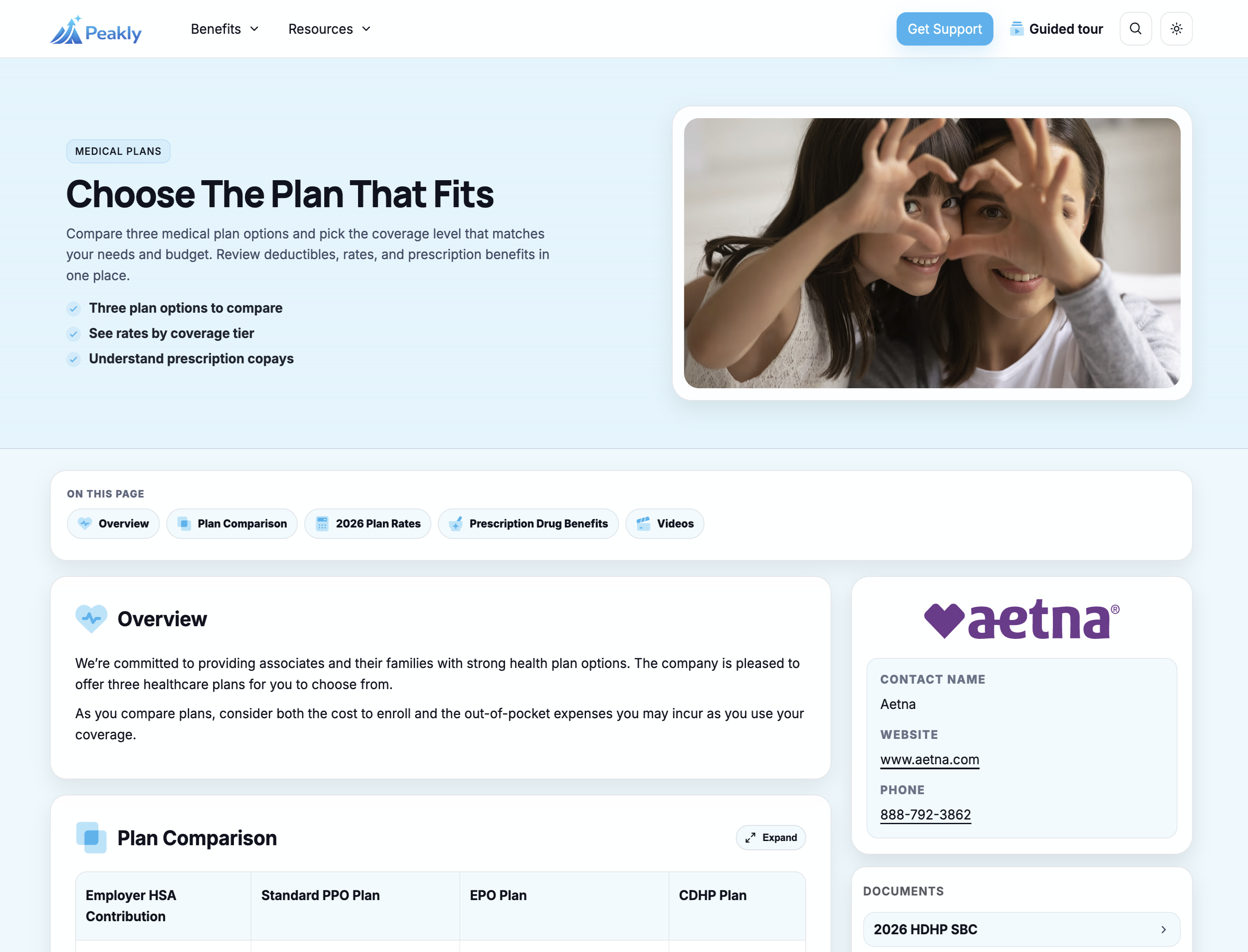 Benefit page screenshot