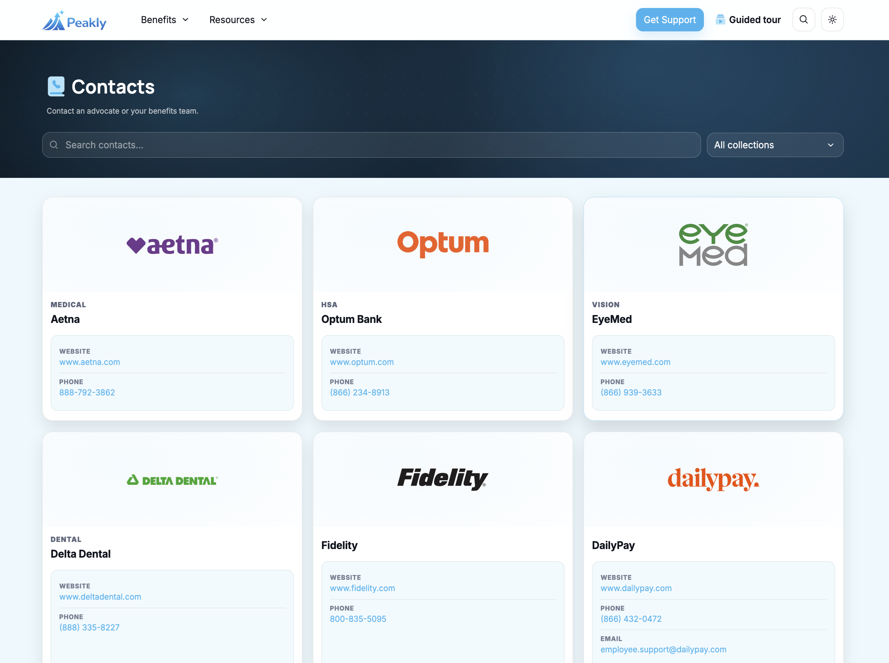 Contacts center screenshot